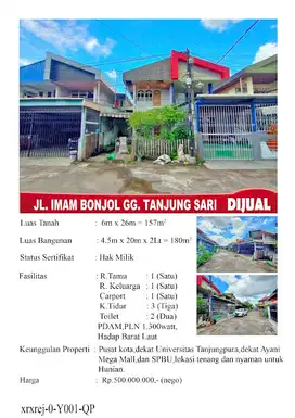 Rumah Imam Bonjol Di Tanjung Sari dekat Untan (Akses Jalan Lebar)
