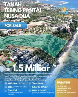 DI JUAL TANAH PINGGIR TEBING PANTAI NUSA DUA BENOA BADUNG