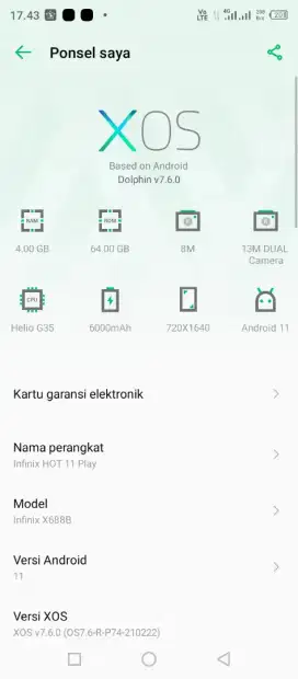 Jual hp Infinix hot 11 play