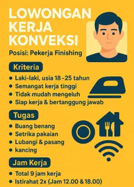 Loker finishing konveksi