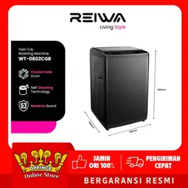 REIWA Mesin Cuci 1 Tabung Top Loading 8Kg WT-0802CGR
