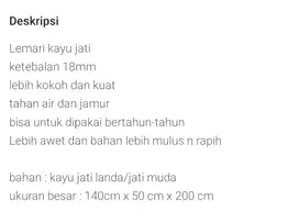 Lemari pakaian 3 pintu kayu jati