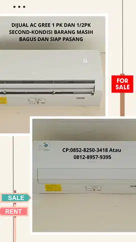 DIJUAL AC GREE TIPE 1 PK DAN 1/2 PK KONDISI BARANG MASIH BAGUS