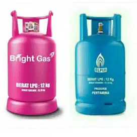 JUAL ISI GAS 12 KG biru dan bright gas