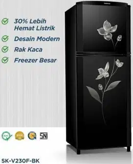 Kulkas Sanken SK-V230PF-BK 230 Lemari Es 2 Pintu liter 116 watt - SK-V