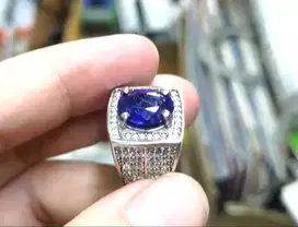 Cincin Natural Blue Sapphire SF022 Kashmir Blue Safir Ikatan Perak