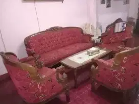 JUAL!!!  1 set SOFA+MEJA KAYU JATI