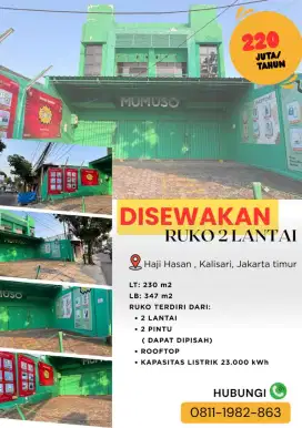 DISEWAKAN RUKO GANDENG 2 PINGGIR JALAN UTAMA KALISARI