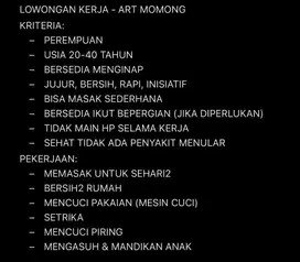 LOWONGAN KERJA ART-MOMONG