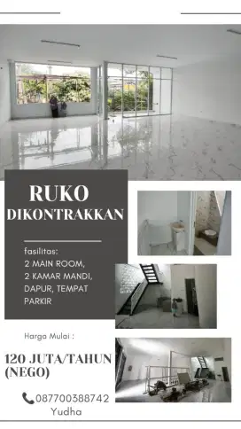 Disewakan Ruko (Bangunan Baru)