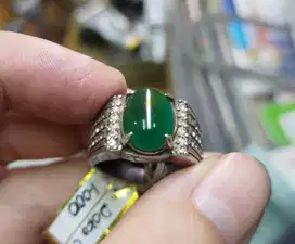 Batu Bacan Doko Cokelat BC113 Size Kantoran Hijau Botol Ikatan Perak