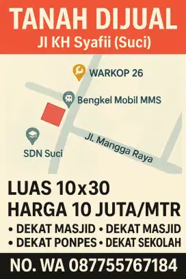 Tanah dijual di suci , manyar