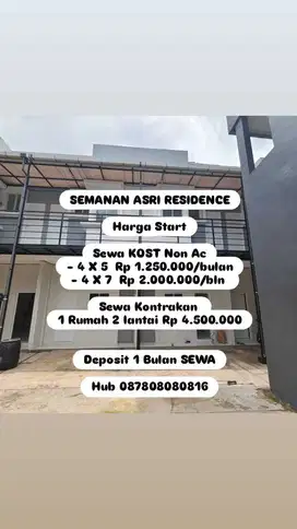 KOST / KONTRAKAN SEMANAN ASRI RESIDENCE KALIDERES JAKARTA BARAT