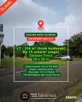 Kavling Hook Kuldesak 314 m² The Eminent dekat Sekolah IPEKA BSD City