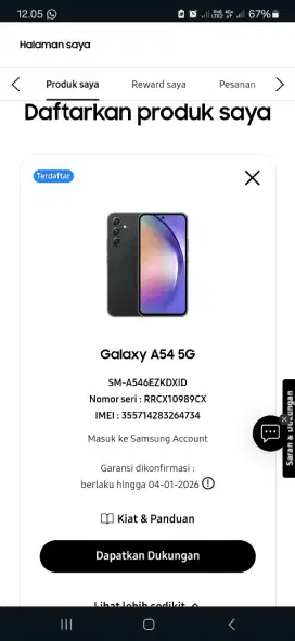 Rasa baru,garansi on 2026 a54 256