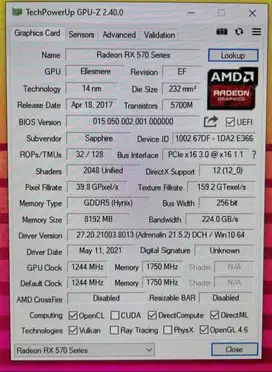 SAPHIRE NITRO PLUS RX570 8GB 256BIT