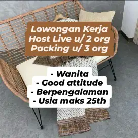 Lowongan kerja host live dan tim packing tiktok