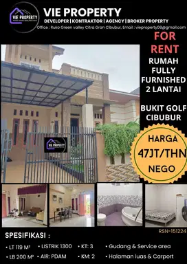 Di Sewakan Rumah Cantik Full Furnish. Bukit Golf Cibubur.