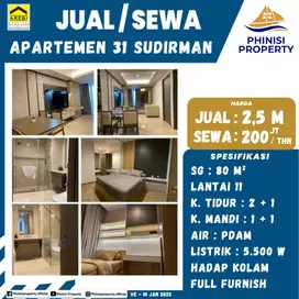 DIJUAL APARTMEN 31 SUDIRMAN SUITES 2 BEDROOM HARGA MURAH FULL FURNISH