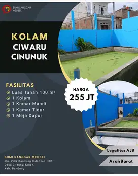 Dijual kolam ikan di cinunuk ciwaru bandung timur