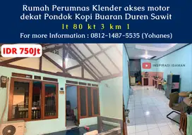 Rumah Perumnas Klender akses motor dekat Pondok Kopi Buaran