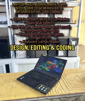 LAPTOP DESIGN SUPER MULUS ACER TRAVELMATE INTEL CORE i5 8TH
CODING JOS