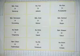 Terima jasa pembuatan label nama undangan