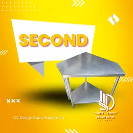 Kabinet Meja Dapur Pojok Second Stainless Steel Double Rak