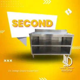 Meja Dapur Second Stainless Steel Cabinet Rak Open 130x60x85