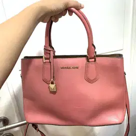Preloved Tas Michael Kors Adele Satchel Pink Authentic Original