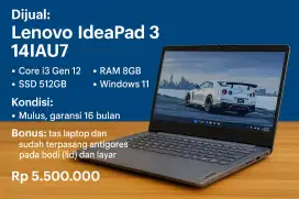 Lenovo IdeaPad Slim 3i - Core i3 Gen 12 [masih garansi]