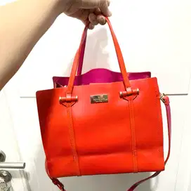 Preloved Tas Kate Spade Arbour Hill Elodie Satchel Red Pink Authentic