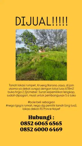 Jual Tanah Krueng Barona Jaya