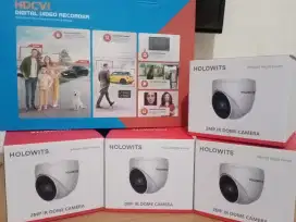 Paket cctv holowits 8 ch 4 camera 2mp
