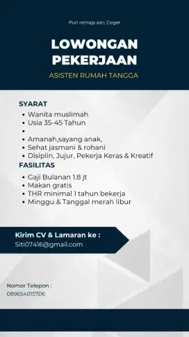 DIBUTUHKAN SEGERA ART PP