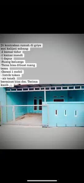 Dikontrakan rumah dekat pasar kalijati-subang