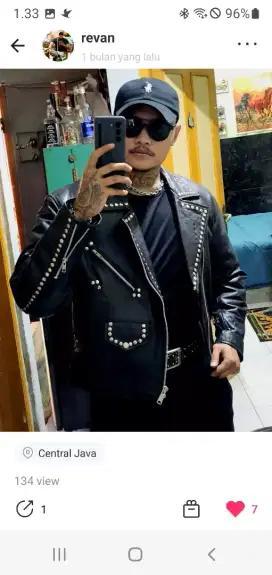 Leather jacket limited full black embos bikers