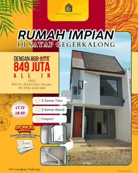 Rumah 800 jutaan 2 lantai di ciwaruga atas dkt lembang dan gegerkalong