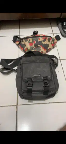 Paket 2 Tas Selempang SPAR + Waist Bag Army Camo – Kondisi Mulus