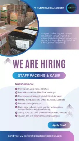 Lowongan Kerja Staff Packing & Kasir