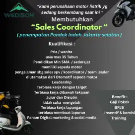 Dibutuhkan SALES KORDINATOR sepeda motor listrik