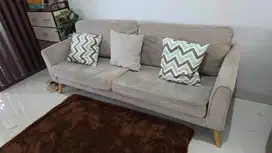 Sofa Nordia Alden Fabric 3 Seater Bekas Bagus Terawat