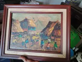 Lukisan kampas tua, antik no name.