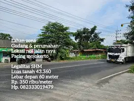 Termurah tanah zona gudang mojokerto nol jalan raya