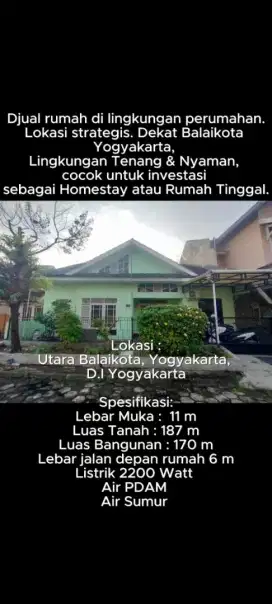 Rumah strategis pusat kota Yogyakarta 2 menit ke balaikota