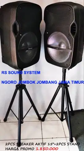 2 speaker aktif 15  lengkap stand