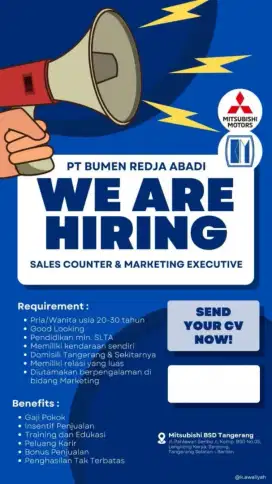 Lowongan Kerja Sales Marketing Automotif (Mobil)