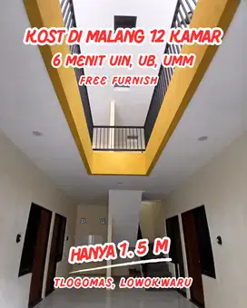 Dijual Kost Di Tlogomas 12 kamar hanya 1M an