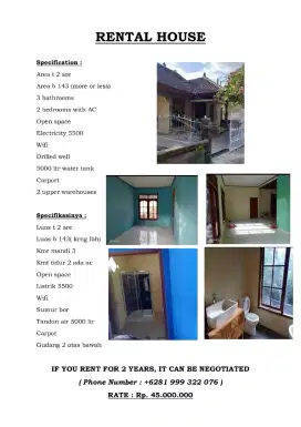 Di sewakan rumah style bali modiv