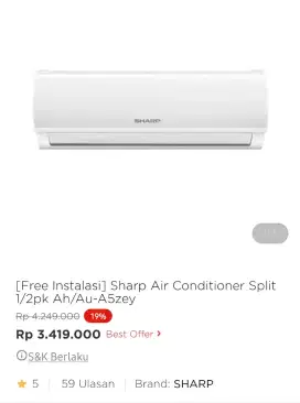 SHARP AIR CONDITIONER 1/2 PK